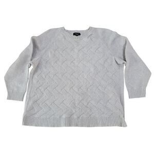 Land's End Drifter Cable Knit Crew‎ Neck Women's Plus Size 3X Gray Cotton Heavy